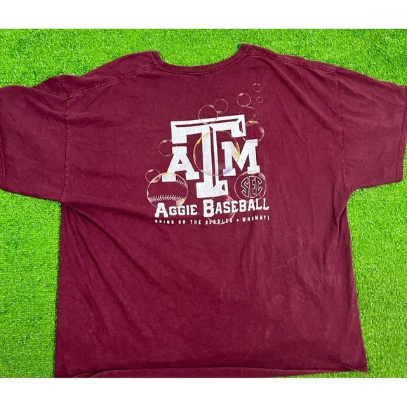 Texas A&M 3XL graphic Tee Aggie Baseball Maroon Bubbles Olsen Field Crewneck - Picture 1 of 6